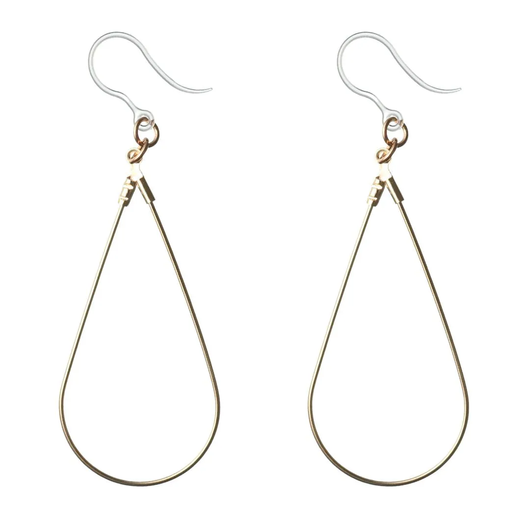 Teardrop Safety Pin Dangles Hypoallergenic Earrings for Sensitive Ears Made with Plastic Posts