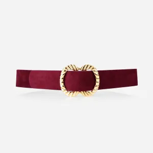 The Infinite Belt Gold Burgundy Suede