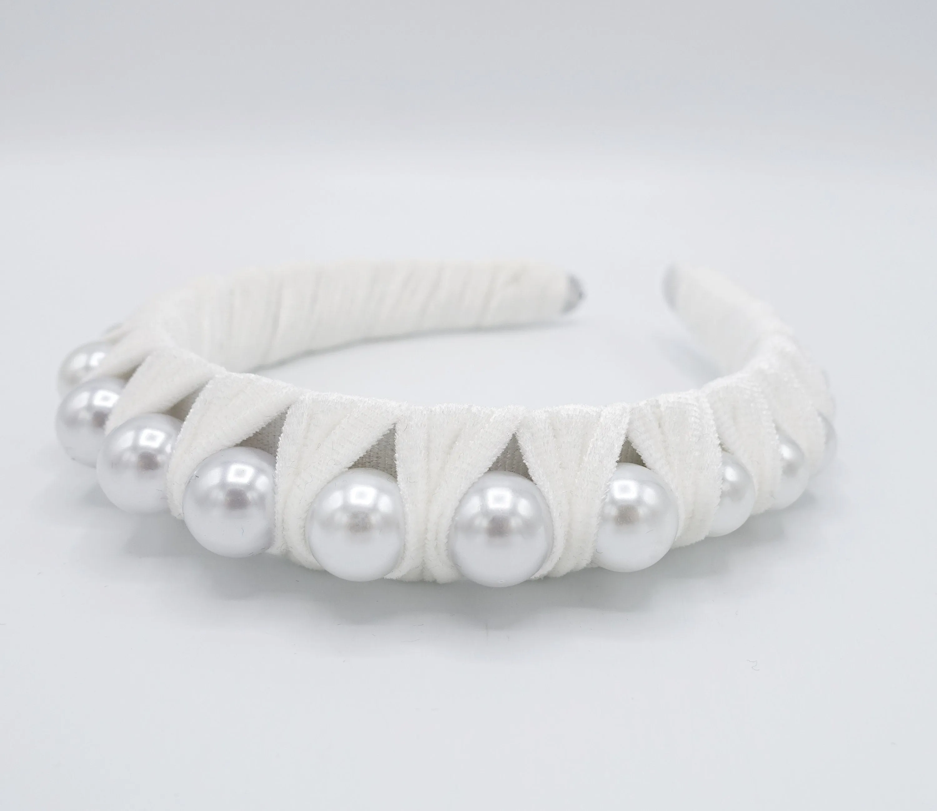 velvet wrap headband big pearl embellished hairband stylish women hair accessories