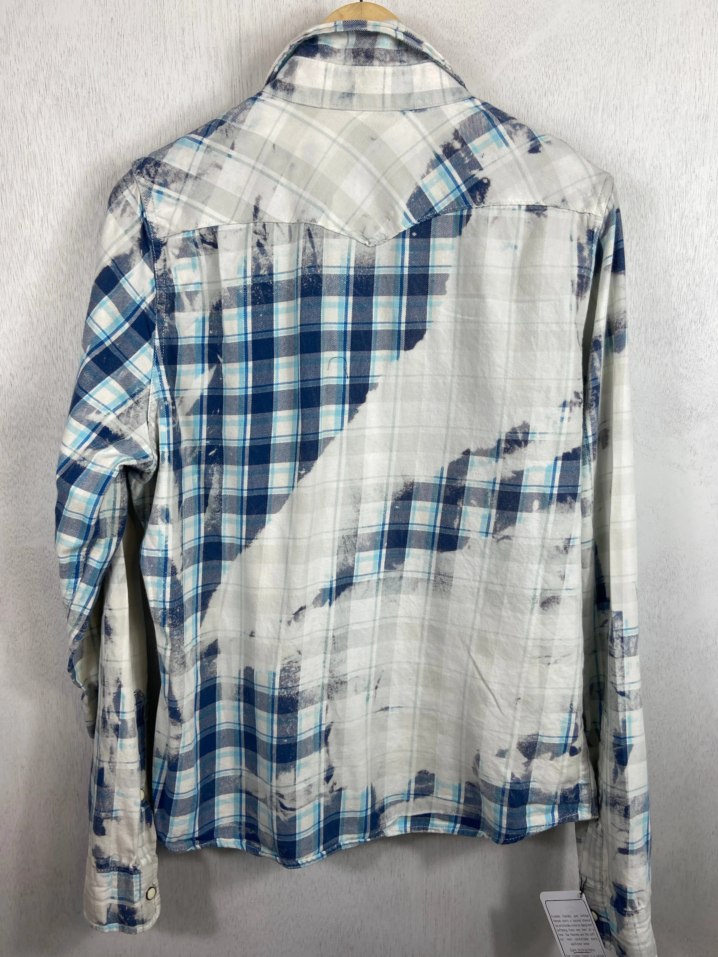 Vintage Western Style Blue, Turquoise and White Flannel Size Small