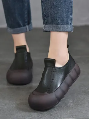 Women Casual Autumn Leather Spliced Platform Shoes