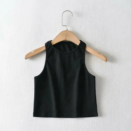 Women Solid Slim Crop Tank Top