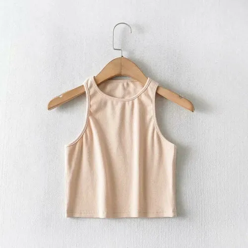 Women Solid Slim Crop Tank Top