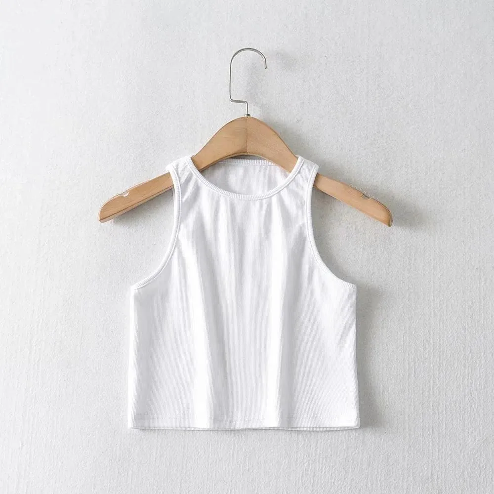 Women Solid Slim Crop Tank Top